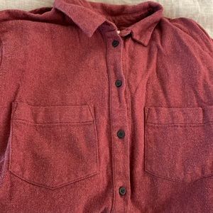 Madewell boyfriend flannel button up. Size Small. In burgundy/dark mauve.